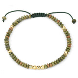 Boho Natural Stone Heishi Disc Beaded Bracelet, Hand Braided Sliding Adjustable Cord Stacking Bracelet for Women Ethnic Daily Jewelry