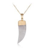 Minimalist Natural Stone Italian Horn Necklace Dainty Gold Plated Pepper and Tooth Shape Charm Spiritual Protection Amulet Crystal Jewelry Gift