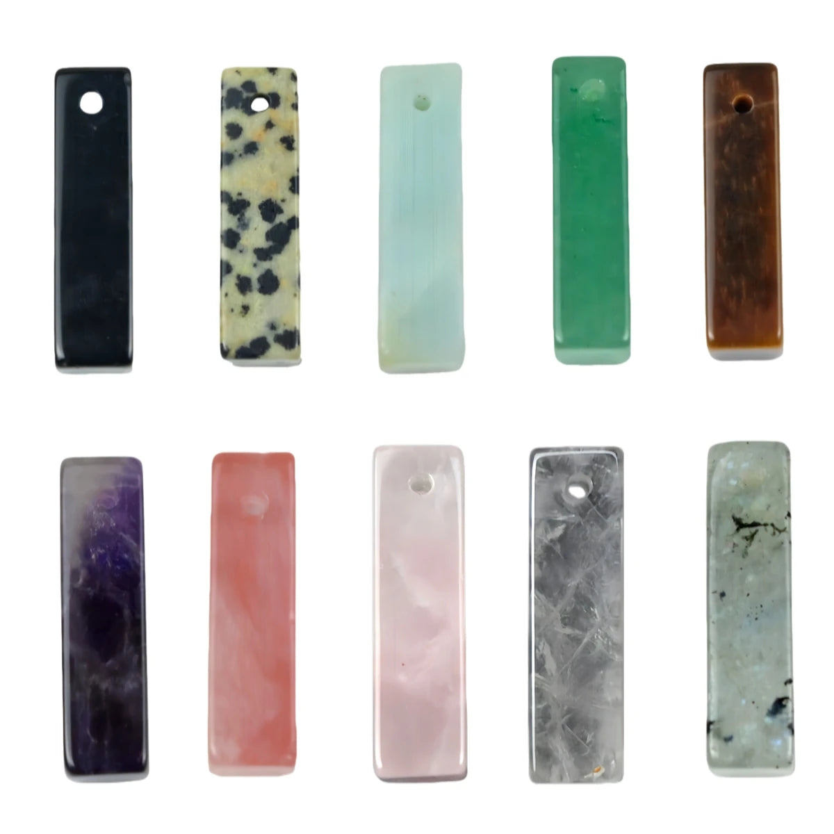 25×6mm Natural Crystal Rectangle Pendant | Pre-Drilled Gemstone Bar Charm for DIY Jewelry