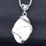Natural Marquise Crystal Pendant Silver Wire Wrapped Gemstone Pendant Heart Zircon Bail Reiki Chakra Healing Stone Charm for DIY Necklace Jewelry
