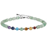 7 Chakra Healing Heishi Stone Beaded Bracelet Natural Gemstone Disc Bead Adjustable Silver Chain Bracelet for Yoga Meditation Women Men
