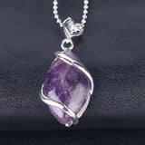 Natural Marquise Crystal Pendant Silver Wire Wrapped Gemstone Pendant Heart Zircon Bail Reiki Chakra Healing Stone Charm for DIY Necklace Jewelry