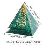 60MM Resin Chip Malachite Gemstone Energy Pyramid  for Home Office Feng Shui Decor