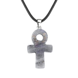 20×30mm Natural Crystal Ankh Cross Pendant Necklace | Egyptian Symbol Gemstone Jewelry for Men & Women