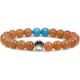 Natural Stone Stretch Beaded Bracelet with Turquoise Accent & Heart Charm Chakra Energy Healing Elastic Bracelet for Women Stacking Jewelry