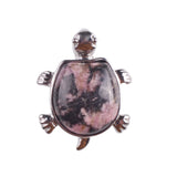 Natural Crystal Turtle Pendant Necklace, Mixed Chakra Healing Stone Tortoise Charm, Reiki Gemstone Longevity Turtle Jewelry Gift for Women Men