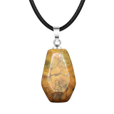 30mm Natural Crystal Coffin Pendant Necklace, Gothic Healing Stone Charm for Halloween