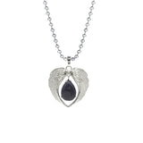 Vintage Silver Angel Wings Heart Necklace - Ready to Wear Teardrop Crystal Ball Chain Pendant for Women, Spiritual Gift
