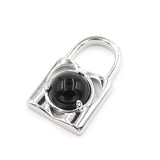Natural Crystal Lock Pendant, Round Inlaid Chakra Gemstone Charm for DIY Necklace Jewelry Making