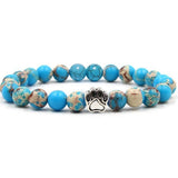 Natural Stone Stretch Beaded Bracelet with Turquoise Accent & Heart Charm Chakra Energy Healing Elastic Bracelet for Women Stacking Jewelry