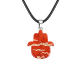 50×57mm Natural Crystal Hamsa Hand Pendant | Evil Eye Carved Gemstone Necklace for Protection