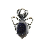 26×36mm Antique Silver Spider Pendant | Natural Crystal Cabochon Gothic Insect Charm for Jewelry Making