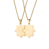 Fashion Geometric Puzzle Couple Stainless Steel  Pendant Necklace Combination Lover Friendship Jewelry Gift
