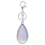 Natural Stone Teardrop Bezel Wrapped Key Chain, Water‑Drop Shaped Gem Charm Chakra Reiki Healing Crystal Keyring for Bag Accessory