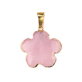 Natural Green Agate Plum Blossom Pendant - 20mm Gold-Plated Flower Crystal Charm for DIY Necklaces & Gifts