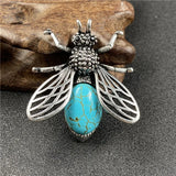 Natural Mixed Gemstone Honey Bee Brooch Pendant 2 in 1 Insect Animal Crystal Pin for Women Chakra Healing Jewelry
