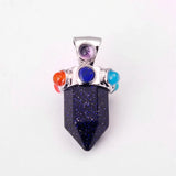 Natural Crystal Single Point Pendant Necklace, Mixed Chakra Gemstone Meditation Spiritual Jewelry
