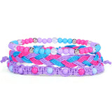 Stackable 3-Layer Summer Beach Bracelet - Colorful Seed Bead & Braided Cord Jewelry - Adjustable Friendship Gift