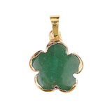 Natural Green Agate Plum Blossom Pendant - 20mm Gold-Plated Flower Crystal Charm for DIY Necklaces & Gifts