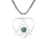 Stainless Steel Celtic Knot Heart Necklace Gemestone Triquetra Symbol Pendant - Eternal Love Spiritual Jewelry for Women & Men