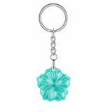 Natural Crystal Flower Keychain, Hand Carved Gemstone Flower Pendant Key Ring, Crystal Stone Bag Charm, Spiritual Crystal Gift for Women
