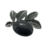 Natural Healing Stone & Antique Silver Leaf Brooch Pendant - Dual Use Statement Charm