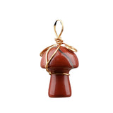 20mm Natural Crystal Mushroom Pendant  Wire-Wrapped Gemstone DIY Jewelry for Gifts