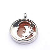 Fairy Hollow Cutout Open Locket Necklace with Natural Crystal Stone Silver Plated Memory Wish Box Pendant Black Wax Cord Necklace for Women