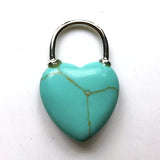 Natural Crystal Heart Lock Pendant Charms, Chakra Stone Beads for DIY Necklace Jewelry Making