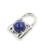 Natural Crystal Lock Pendant, Round Inlaid Chakra Gemstone Charm for DIY Necklace Jewelry Making
