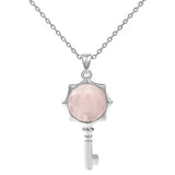 Sunflower Key Gemstone Pendant Necklace for Women Men #SN1766 with Silver Chain