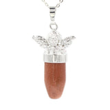 Angel Crystal Bullet Pendant Silver Plated Natural Stone Guardian Angel Charm for Reiki Chakra Necklace Making