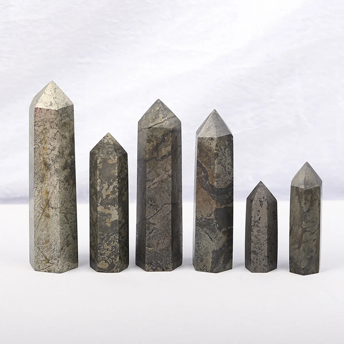 Natural Healer's Gold Crystal Point Tower Polished Hexagonal Obelisk Wand for Home Decor Meditation Crystal Collection Gift