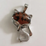 Natural Crystal Fox Pendant Necklace, Retro Turquoise & Multi-Gemstone Charm for Women & Girls
