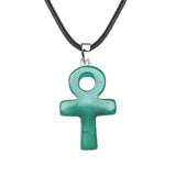 20×30mm Natural Crystal Ankh Cross Pendant Necklace | Egyptian Symbol Gemstone Jewelry for Men & Women
