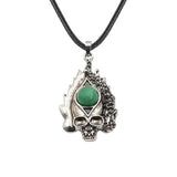 Dark Culture Silver Skull Fire Amulet Necklace • Vintage Biker Flame Skeleton Crystal Holder Pendant • Unisex Hip Hop Streetwear Jewelry