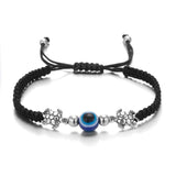 Adjustable Evil Eye Braided Rope Bracelet with Silver Elephant Charm Turkish Lucky Protection Red Black Blue String Bracelets for Women Men Amulet Jewelry