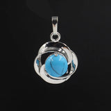 Crystal small flower pendant necklace is popular in Europe and America Pressed Flower Circle Frame Pendant with Yellow Gold