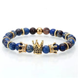 Luxury Crown Charm Bracelet - Natural White Stone Beaded Bracelet Gift for Men & Women