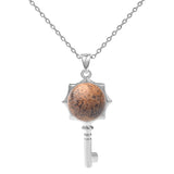 Sunflower Key Gemstone Pendant Necklace for Women Men #SN1766 with Silver Chain