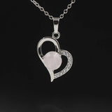 Heart Pendant Necklace, Hollow Love Shape Zircon Inlaid Crystal Bead Chain Necklace, Elegant Women Jewelry Gift