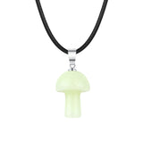 15×20mm Natural Crystal Mushroom Pendant Necklace, Mini Gemstone Chakra Healing Jewelry
