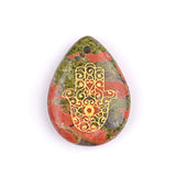 Hamsa Hand Fatima Pendant | 33mm Natural Teardrop Crystal Spiritual Protection Energy Jewelry
