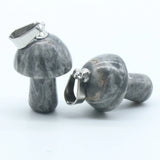 20mm Natural Crystal Mushroom Pendant Necklace, Mini Gemstone Reiki Chakra Jewelry