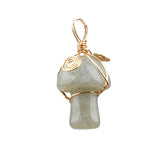 20mm Natural Crystal Mushroom Pendant  Wire-Wrapped Gemstone DIY Jewelry for Gifts