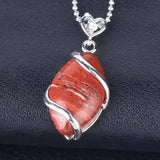 Natural Marquise Crystal Pendant Silver Wire Wrapped Gemstone Pendant Heart Zircon Bail Reiki Chakra Healing Stone Charm for DIY Necklace Jewelry