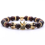 Luxury Crown Charm Bracelet - Natural White Stone Beaded Bracelet Gift for Men & Women