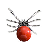 47×40mm Natural Crystal Ball Spider Pendant | Gothic Antique Silver Insect Charm for DIY Jewelry