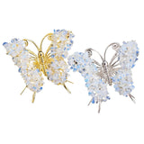 Natural Crystal Chip Butterfly Ornament | Gold-Plated Frame Handmade Gemstone Home Decor