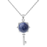 Sunflower Key Gemstone Pendant Necklace for Women Men #SN1766 with Silver Chain